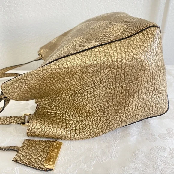 Burberry gold check leather bag